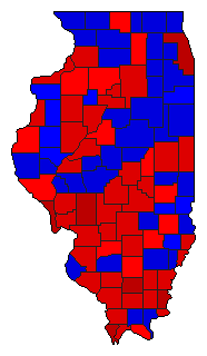 1992 Illinois County Map of General Election Results for Senator