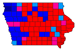 1992 Iowa County Map of General Election Results for President