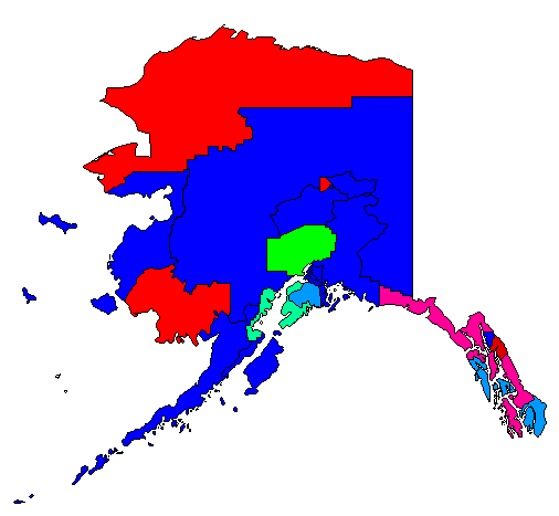 1992 Alaska County Map of General Election Results for President