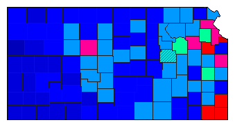 1992 Kansas County Map of General Election Results for President