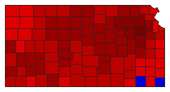 1992 Kansas County Map of Democratic Primary Election Results for Senator