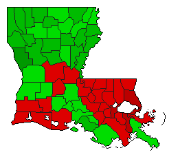 1992 Louisiana County Map of Open Primary Election Results for Referendum