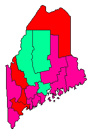 1992 Maine County Map of General Election Results for President