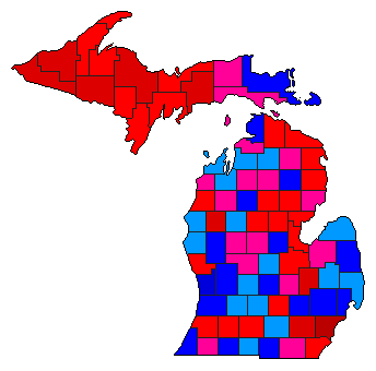 1992 Michigan County Map of General Election Results for President