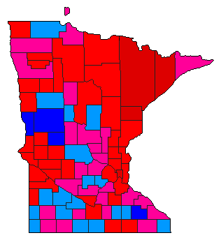 1992 Minnesota County Map of General Election Results for President