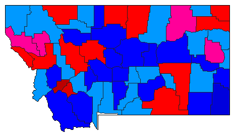 1992 Montana County Map of General Election Results for President