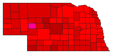 1992 Nebraska County Map of Democratic Primary Election Results for President