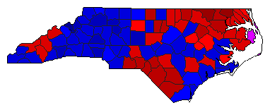 1992 North Carolina County Map of General Election Results for Senator