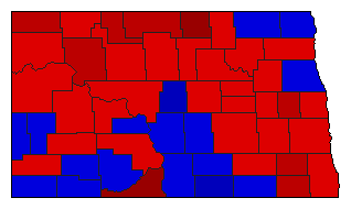 1992 North Dakota County Map of General Election Results for State Treasurer