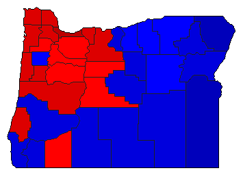 1992 Oregon County Map of General Election Results for Secretary of State