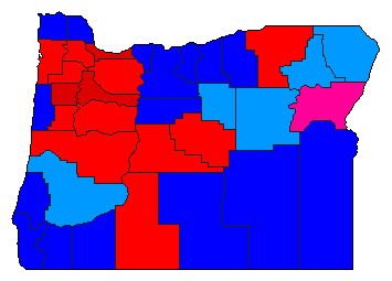1992 Oregon County Map of Democratic Primary Election Results for Secretary of State