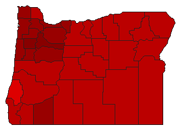 1992 Oregon County Map of Democratic Primary Election Results for State Treasurer