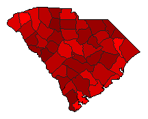 1992 South Carolina County Map of Democratic Primary Election Results for President
