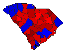 1992 South Carolina County Map of General Election Results for Senator