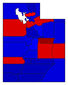 1992 Utah County Map of General Election Results for State Treasurer