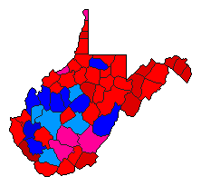 1992 West Virginia County Map of Democratic Primary Election Results for Governor