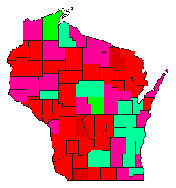 1992 Wisconsin County Map of Democratic Primary Election Results for President