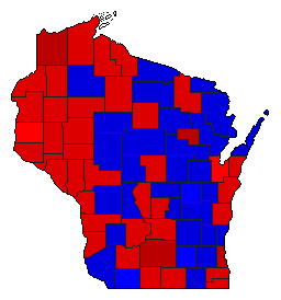 1992 Wisconsin County Map of General Election Results for Senator