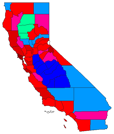 1992 California County Map of Democratic Primary Election Results for Senator