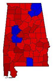 1994 Alabama County Map of Democratic Runoff Election Results for Lt. Governor