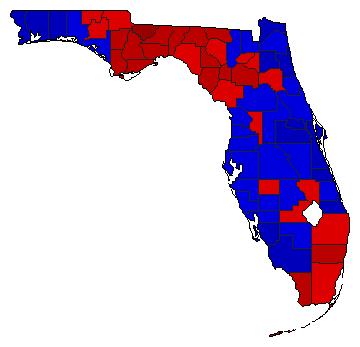 1994 Florida County Map of General Election Results for Secretary of State