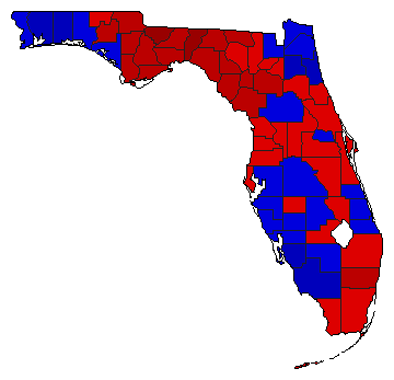 1994 Florida County Map of General Election Results for State Treasurer