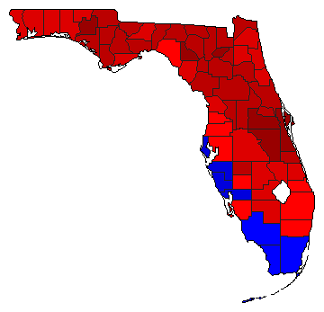 1994 Florida County Map of Democratic Primary Election Results for State Treasurer
