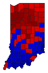 1994 Indiana County Map of Democratic Primary Election Results for Senator