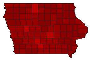 1994 Iowa County Map of Democratic Primary Election Results for Governor