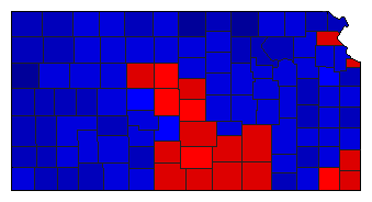1994 Kansas County Map of General Election Results for Secretary of State