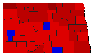 1994 North Dakota County Map of General Election Results for Senator