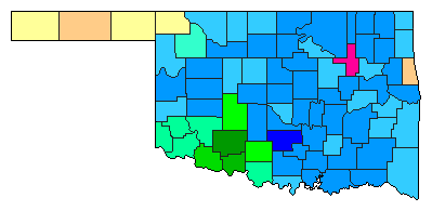 1994 Oklahoma County Map of Democratic Primary Election Results for Insurance Commissioner