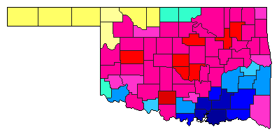 1994 Oklahoma County Map of Democratic Primary Election Results for State Treasurer