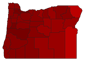 1994 Oregon County Map of Democratic Primary Election Results for Governor
