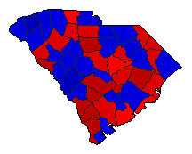 1994 South Carolina County Map of General Election Results for Governor