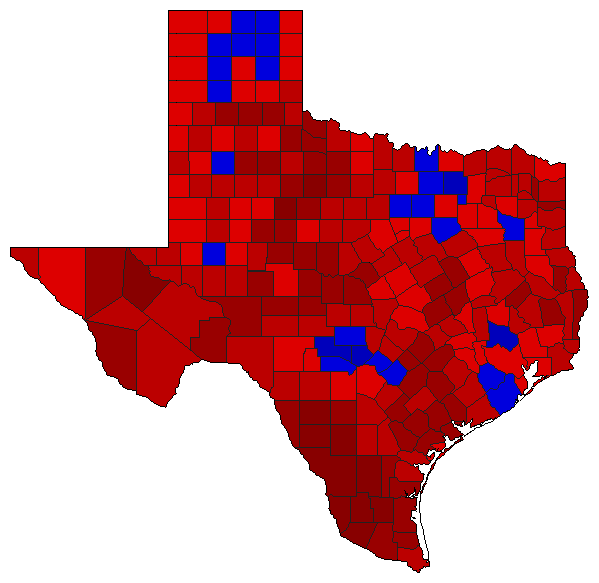 1994 Texas County Map of General Election Results for Comptroller General