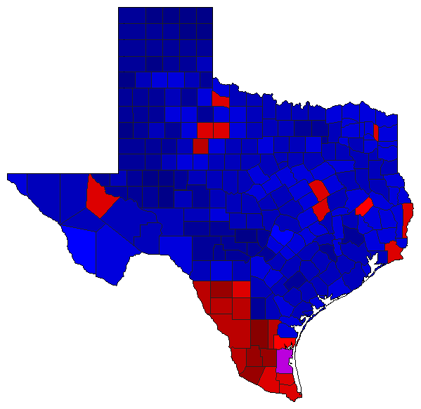 1994 Texas County Map of General Election Results for Senator