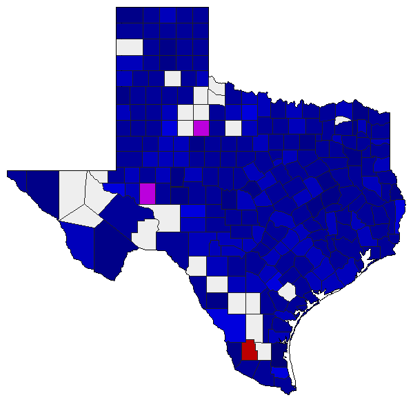 1994 Texas County Map of Republican Primary Election Results for State Treasurer