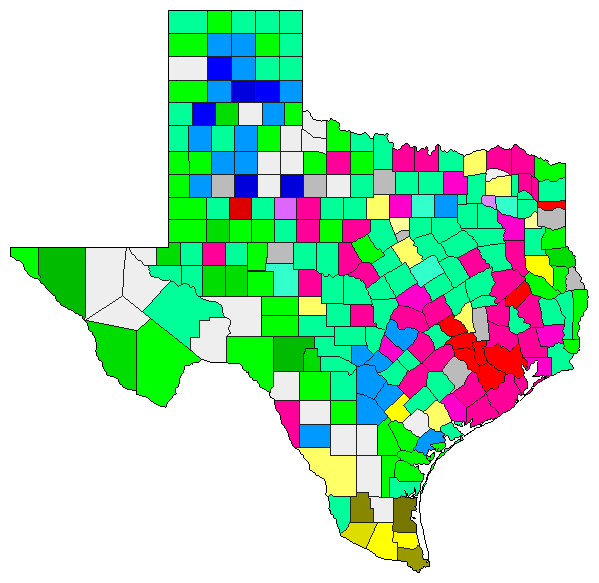 1994 Texas County Map of Republican Primary Election Results for Attorney General