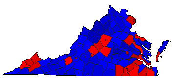 1994 Virginia County Map of General Election Results for Senator