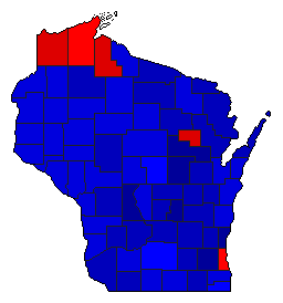 1994 Wisconsin County Map of General Election Results for State Treasurer