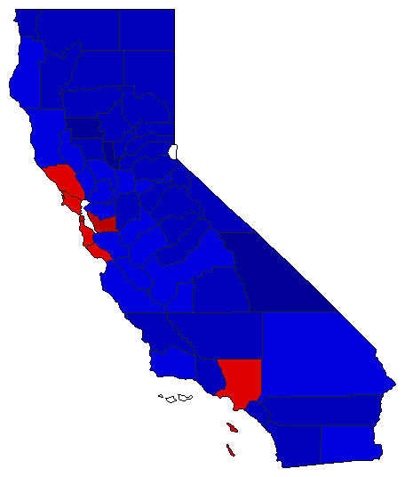 1994 California County Map of Special Election Results for Comptroller General