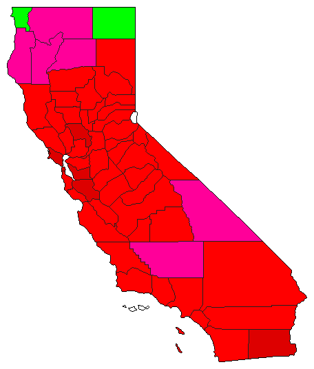 1994 California County Map of Democratic Primary Election Results for Insurance Commissioner