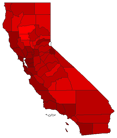 1994 California County Map of Democratic Primary Election Results for Senator