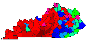 1995 Kentucky County Map of Democratic Primary Election Results for State Auditor