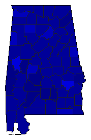 1996 Alabama County Map of Republican Primary Election Results for President