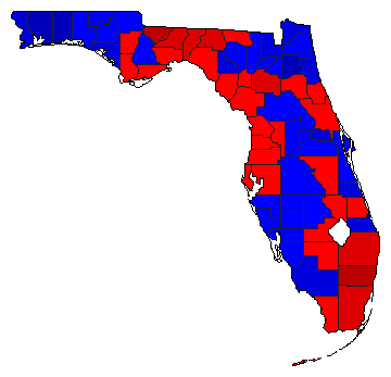 1996 Florida County Map of General Election Results for President