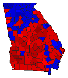 1996 Georgia County Map of General Election Results for Senator
