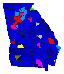 1996 Georgia County Map of Republican Primary Election Results for Senator