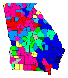 1996 Georgia County Map of Republican Primary Election Results for Secretary of State
